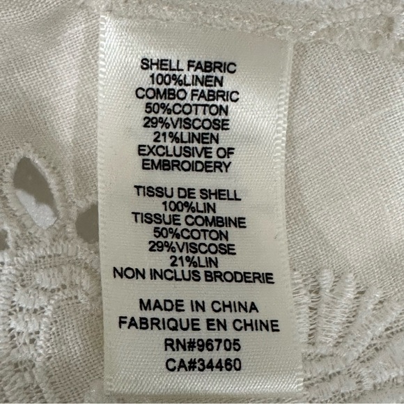 Rebecca Taylor Garden Eyelet Peplum Linen Top Sleeveless Floral Embroidered - Picture 7 of 8